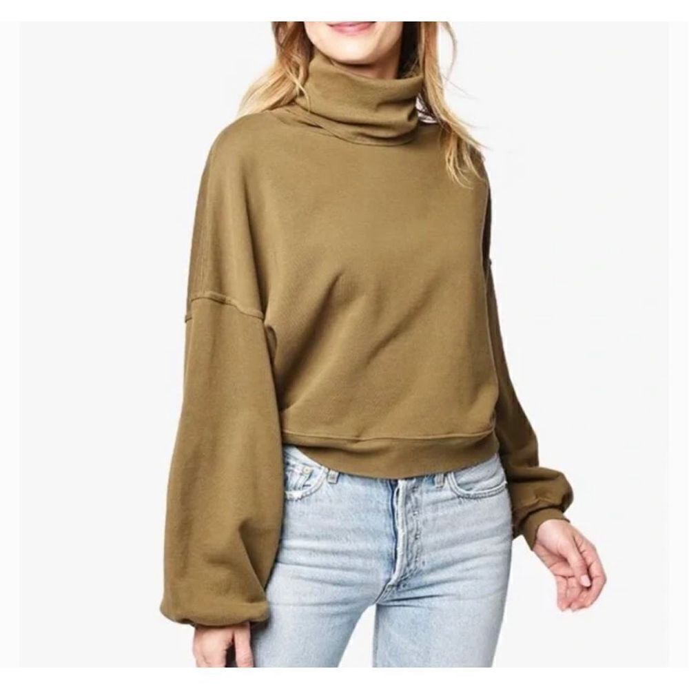 Agolde Balloon Sleeve Turtleneck Sweater Green Size M